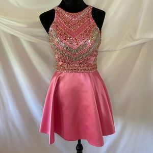 Girls Beaded Pink Evening Formal Dress Pageant